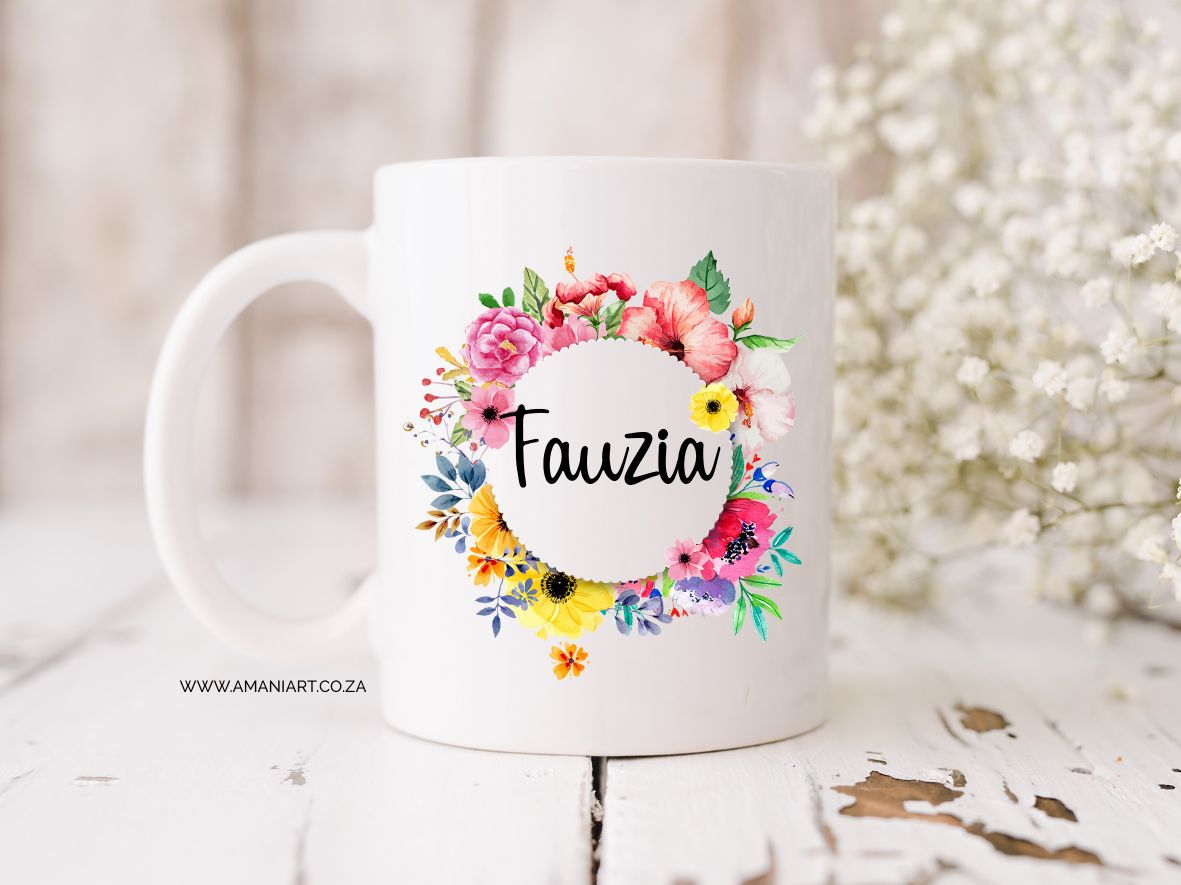 Floral wreath mug