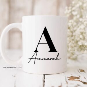 Minimal initial name mug