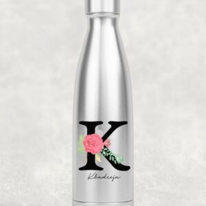 Floral initial name bottle