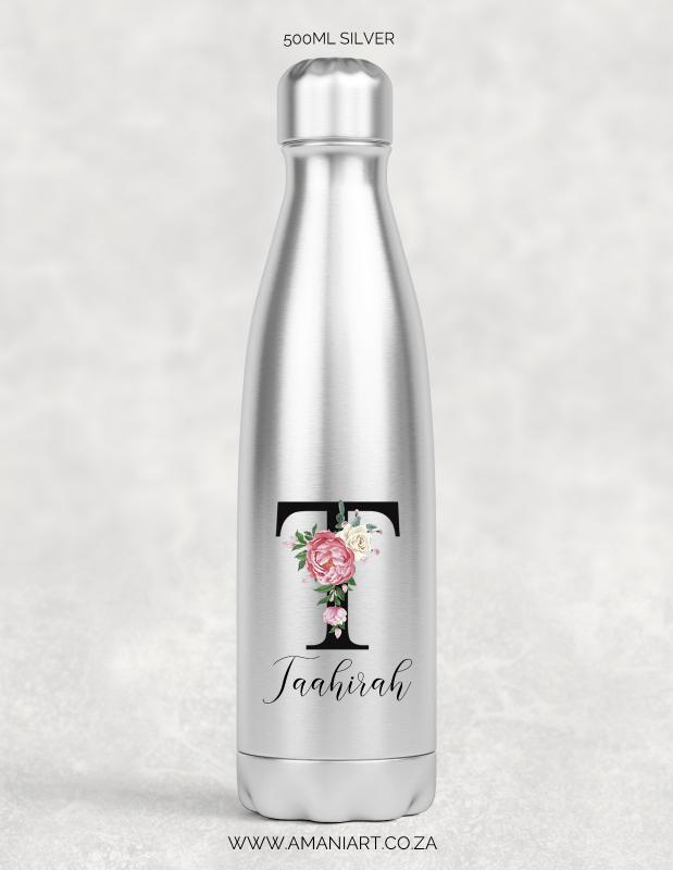 Pink floral Initial bottle - Image 5