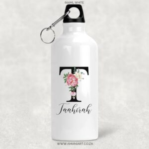 Pink floral Initial bottle