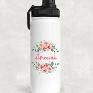 Pink floral name bottle