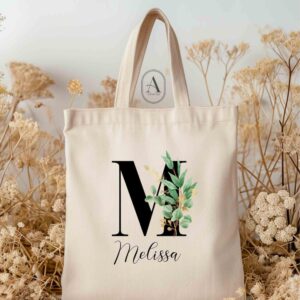 Leaf initial name tote