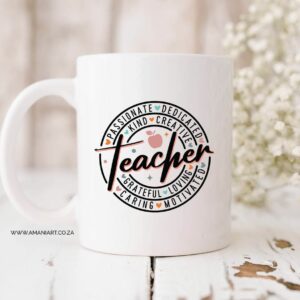 Teacher adjective mug