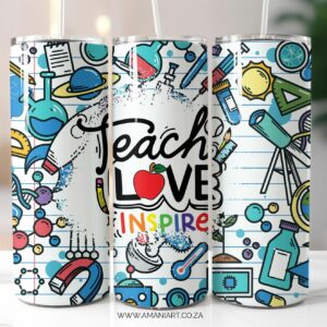 Teach love inspire blue skinny tumbler