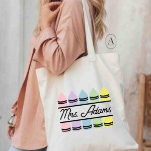 Pastel teacher name tote