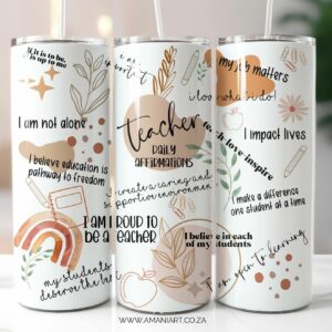 Teacher affirmations skinny tumbler