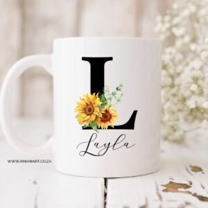 Sunflower name mug
