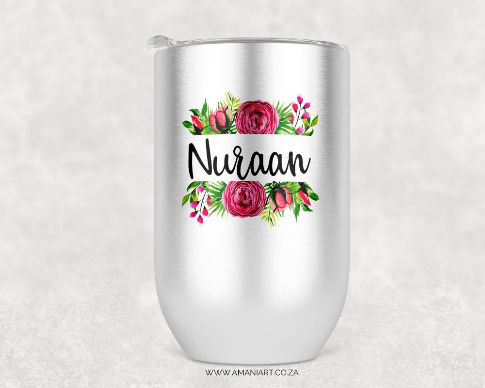 Floral bouquet name tumbler