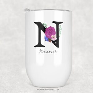 Floral Initial name tumbler