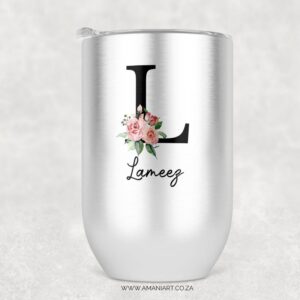 Floral letter tumbler
