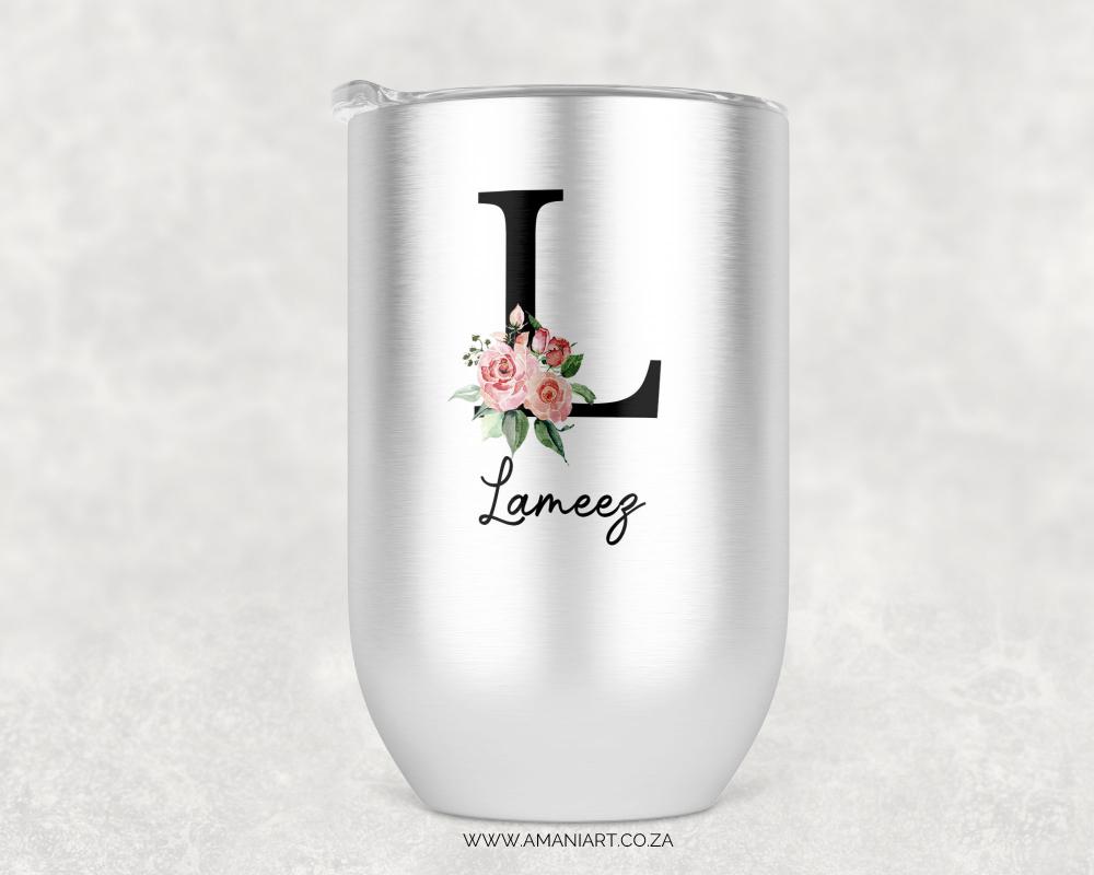 Floral letter tumbler
