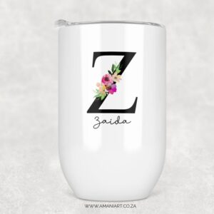 Floral initial name 1 tumbler