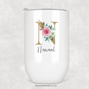 Gold Floral name tumbler