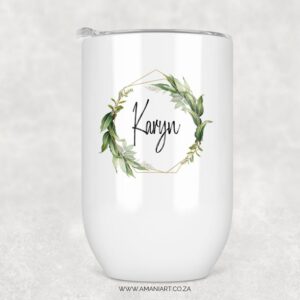 Leaf wreath name tumbler