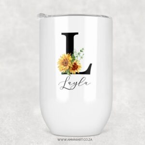 Sunflower name tumbler
