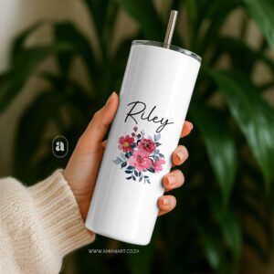 Name flower skinny tumbler