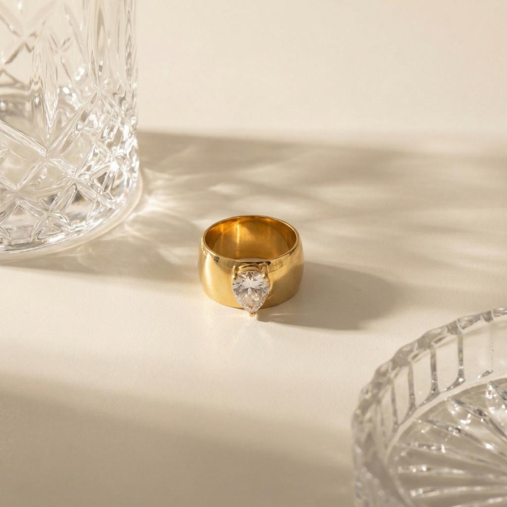 Thick Band teardrop Ring
