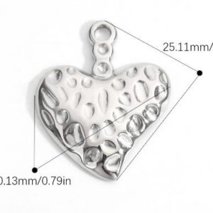 Silver textured heart Charm