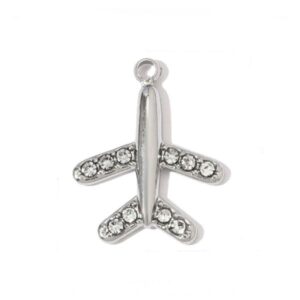 Silver Diamante Plane Charm