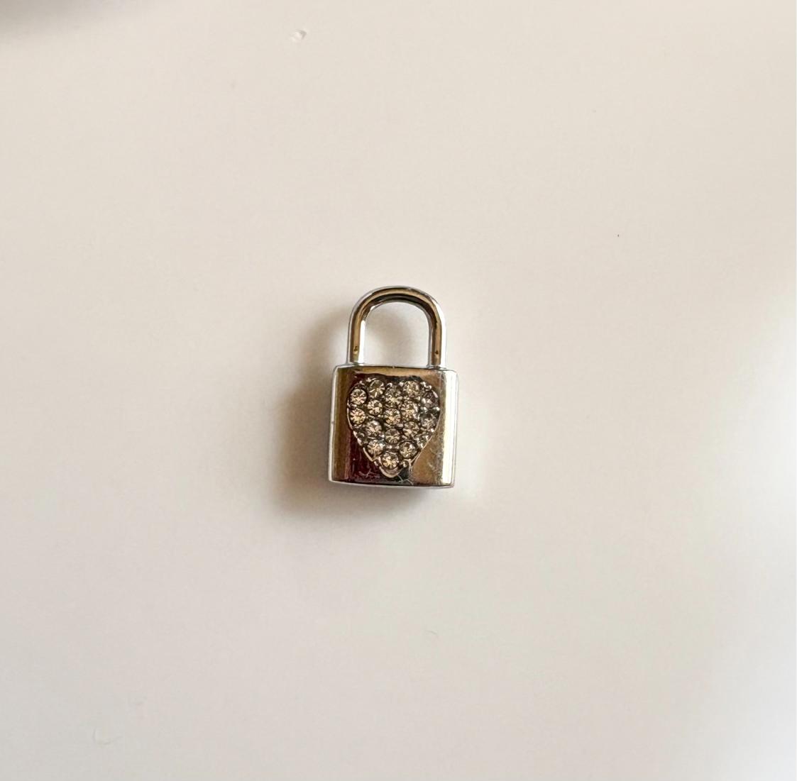 Silver diamante lock Charm