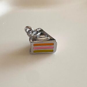 Silver cake slice Charm