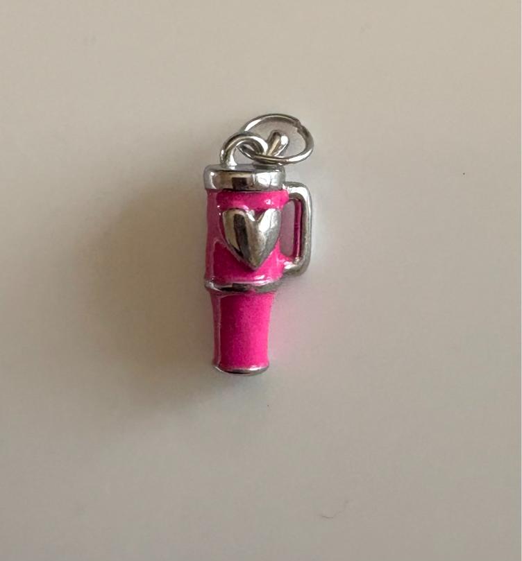 Silver pink stanley Charm