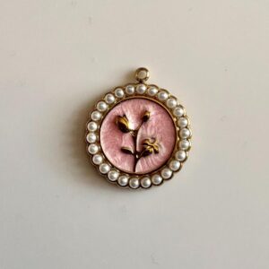 Pearl and pink flower Charm