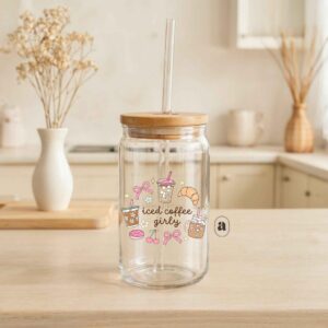Iced coffee girly glass can